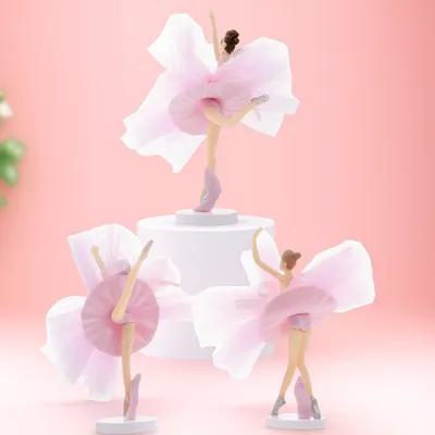 3Sets Ballet Girl Cake Topper High Quality Sturdy Base Graceful Dancing Pose Lightweight Compact Cake Cupcake Dessert Ornament