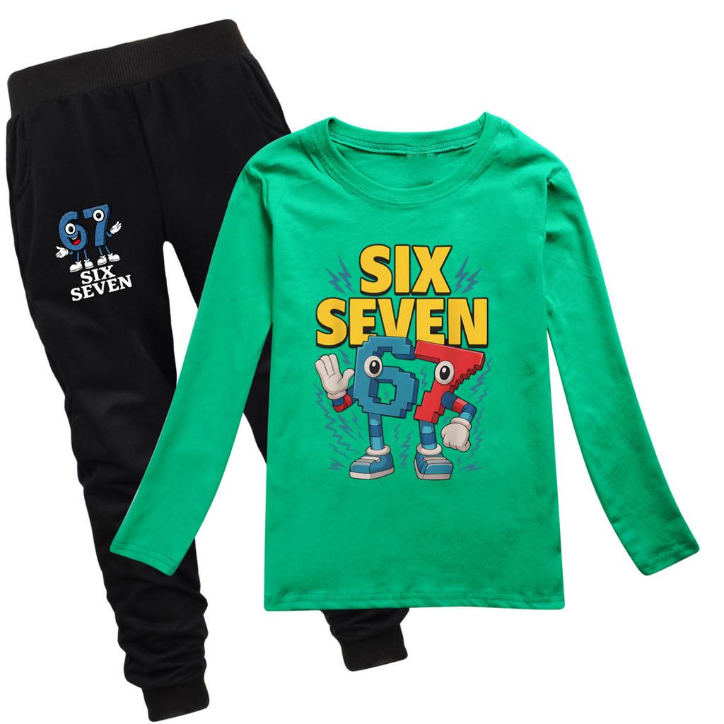 5260 Kinder Jungen Mädchen Steal a Brainrot 67 Print T-Shirt Hose Kleidung Set