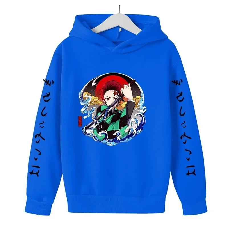 New Spring Autumn Demon Slayer Hooded Children's Hoodie Kids Clothing Hoodie Boys Long Sleeve Anime Yaiba Pullover Sweatshirt