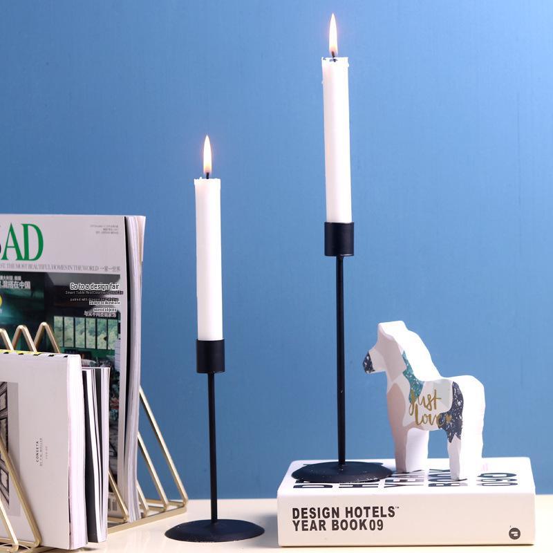 Simple Modern Wrought Iron Tabletop Candlestick for Romantic Dinner Decor