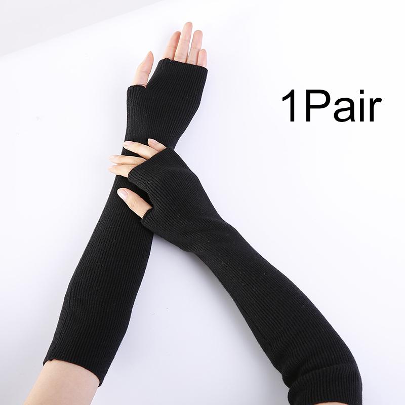 

1 пара нарукавников осенне-зимних грелок для рук для улицы, длинные перчатки без пальцев для запястья, мягкие однотонные, ветрозащитные, рукава для лодыжек и запястий