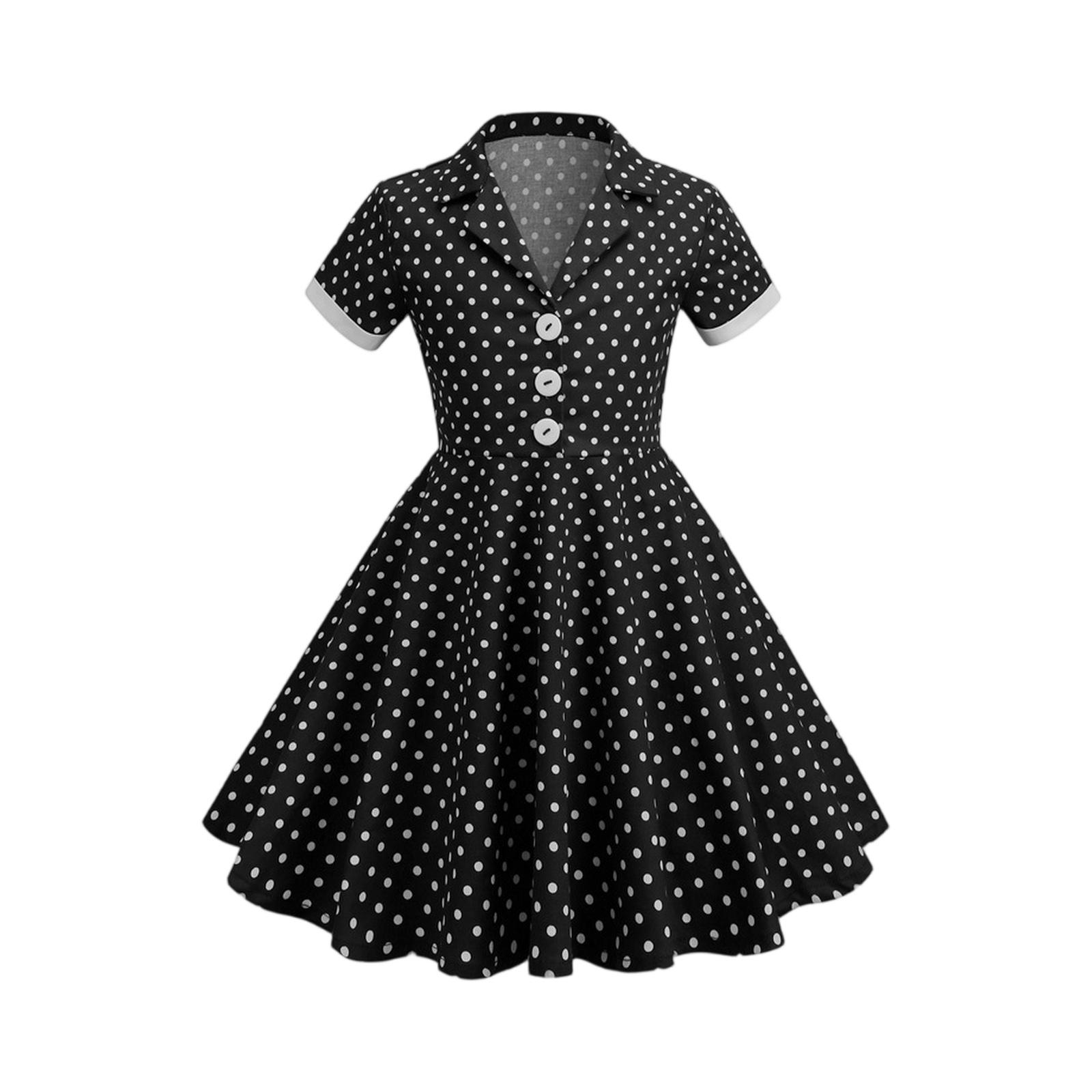 Девочкино платье в горошек - Летнее платье-сарафан принцессы 140 чёрный