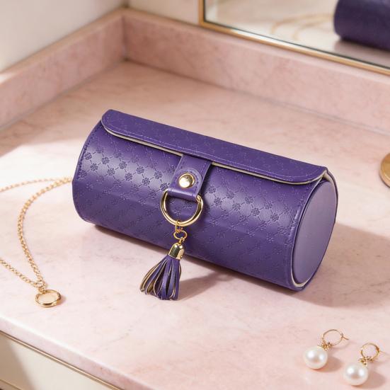 Tiered Travel Jewelry Case Faux Leather Jewelry Storage Roll Box with 3 Compartments Portable Jewelry Organizer for Necklaces Rings Earrings Bracelets