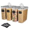 Sealed Food Storage Boxes Stackable Grain Cans with Labels and Markings Kitchen Storage Containers