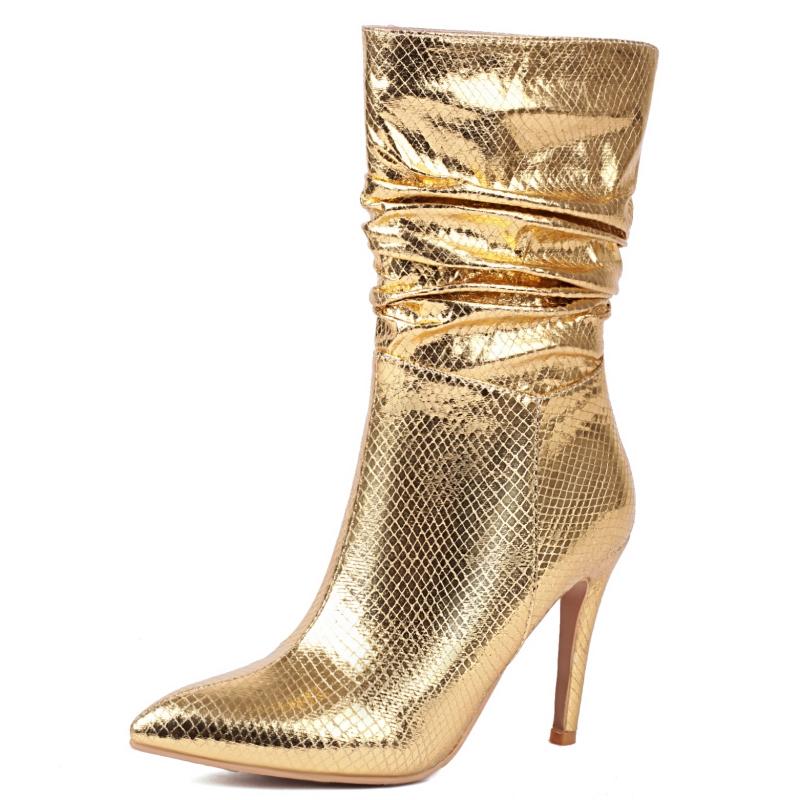 

Роскошные ботильоны для женщин 2024 года, модные сексуальные синие, золотые, серебряные, на высоком каблуке, короткие носки, женские розовые туфли для вечеринок и танцев 37 серебряный