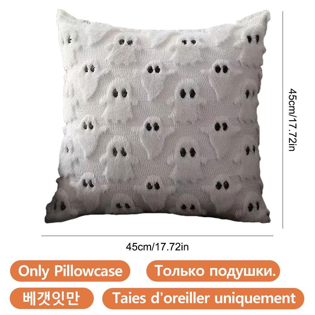 Halloween Pumpkin Plush Pillowcase Ghost Pumpkin Pattern Pillow Cover Couch Cushion Case Double-Sided Cushion Cover 45x45CM 3990₽