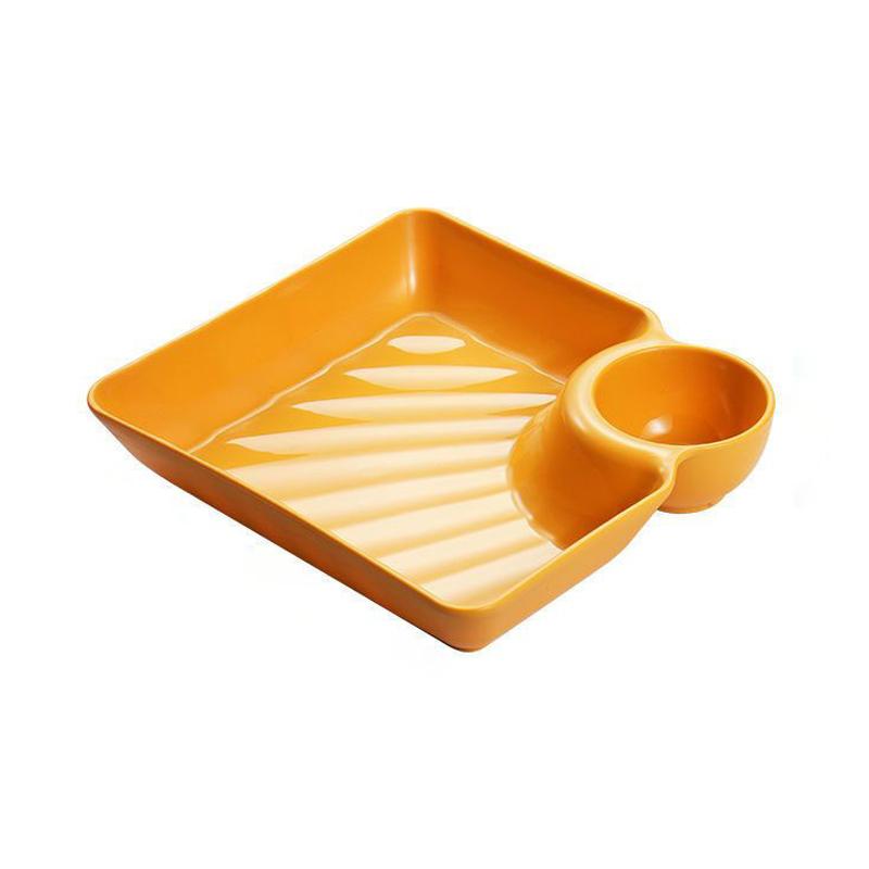 Multi-Purpose Dumpling Plate With Vinegar Plate Snack Dish 2-Grid Spices Dish Dumplings Dessert French Fries Ketchup Holder