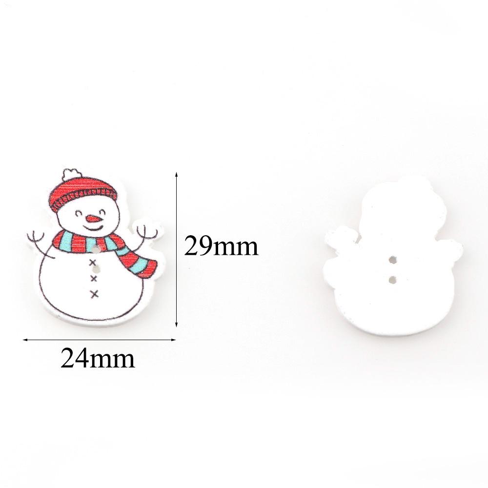 50/100Pcs Mixed Cartoon Snowman Buttons Christmas Wooden Snowman Buttons Flat Back Buttons Handmade Sewing Home Decoration DIY