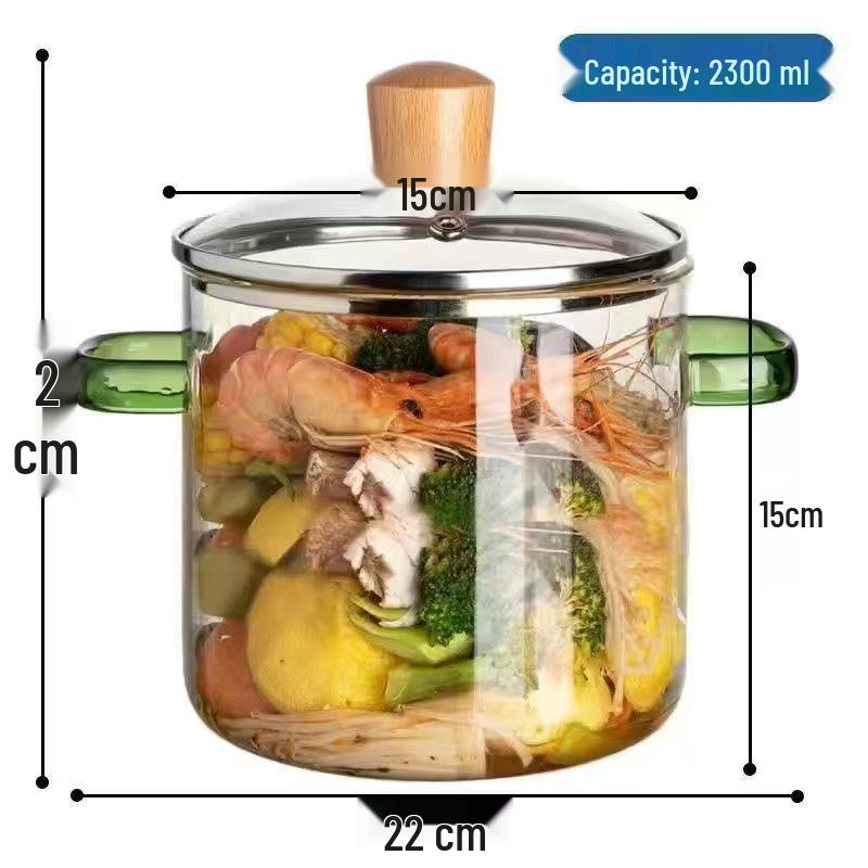 

Кастрюля для лапши из высокоборосиликатного стекла с крышкой - Кастрюля для супа с двумя ручками, популярная в интернете, для приготовления пищи.