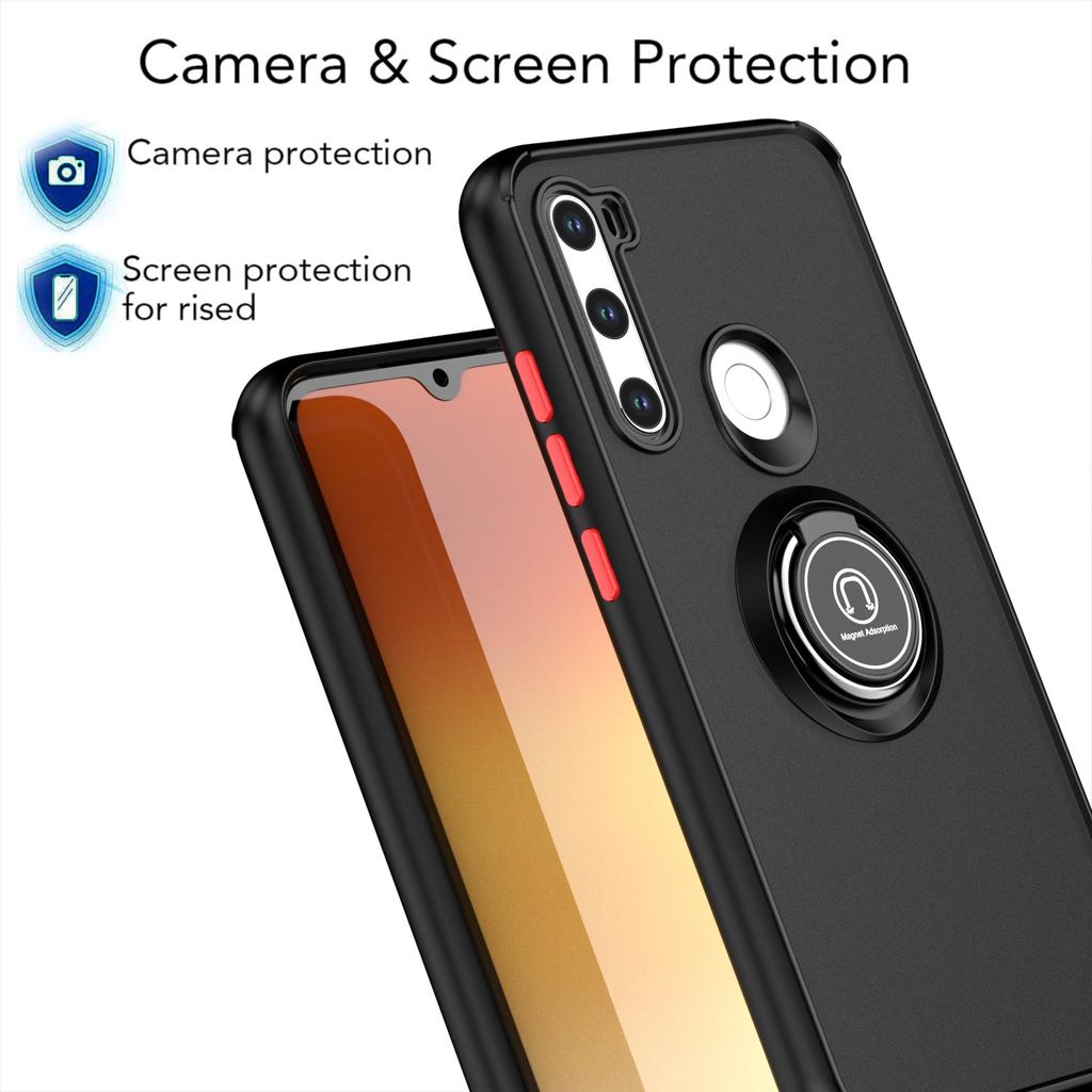 Zartes Rüstungs-PC-Gehäuse für Xiaomi Redmi Note 8 Note 8 Pro Schutzhülle Ring Magnetischer Halter Ständer Coque Funda Capa