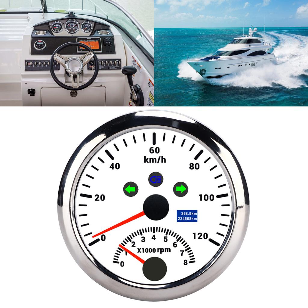 85mm 120kmCelsiush GPS Speedometer 0‑8000rpm Tachometer Gauge LCD Multicolored Backlight for Car Boat Yacht RV Truck