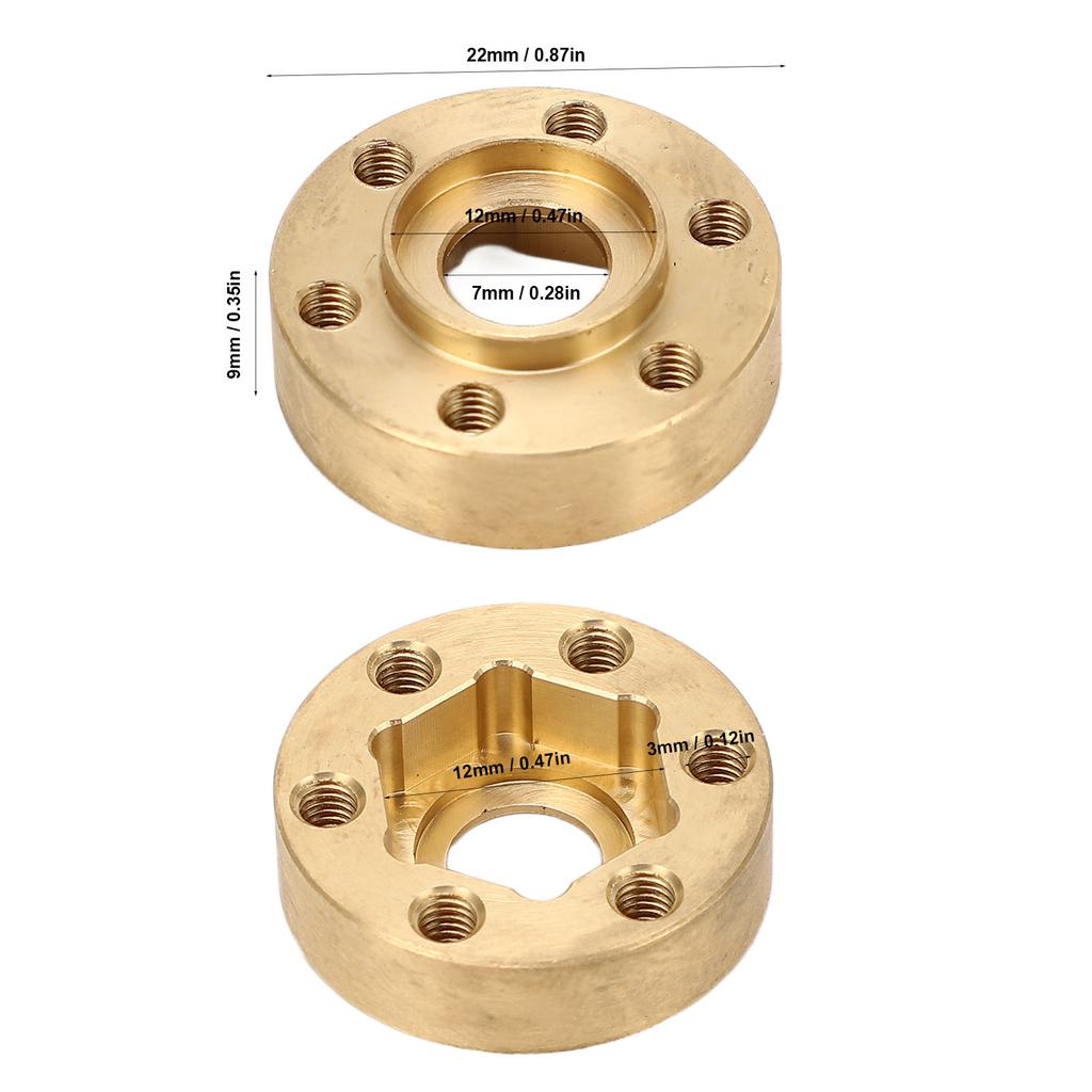 4PCS RC Wheel Hex Hub Adapter 1.9 2.2in Rustproof Widen Brass Wheel Weights for RC Crawler 9mm / 0.35in
