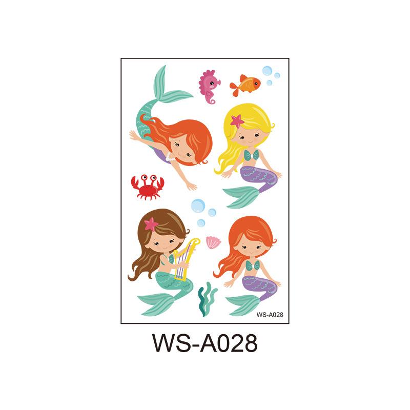 Children's Cartoon Mermaid Tattoo Sticker Pink Princess Waterproof Cute Fun Disposable Bonus Sticker