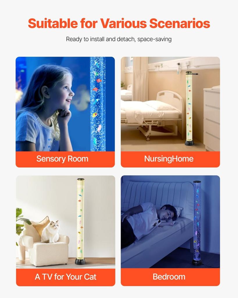 Blasensäulenlampe 16 Farben 120 cm Sensorisches Aquarium-Lampe zur Entlastung Beruhigend