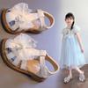Girls Closed Toe Soft Sole Sandals, Summer Crystal Bow Princess Beach Shoes for Middle and Big Kids