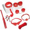 8pcs SM Sex Toy Set, Couple Sex Toys, Collars and Leashes, Handcuffs, Ankle Cuffs, Whips, Mouth Balls, Eye Masks, 10 Meter Rope, Nipple Clip Props