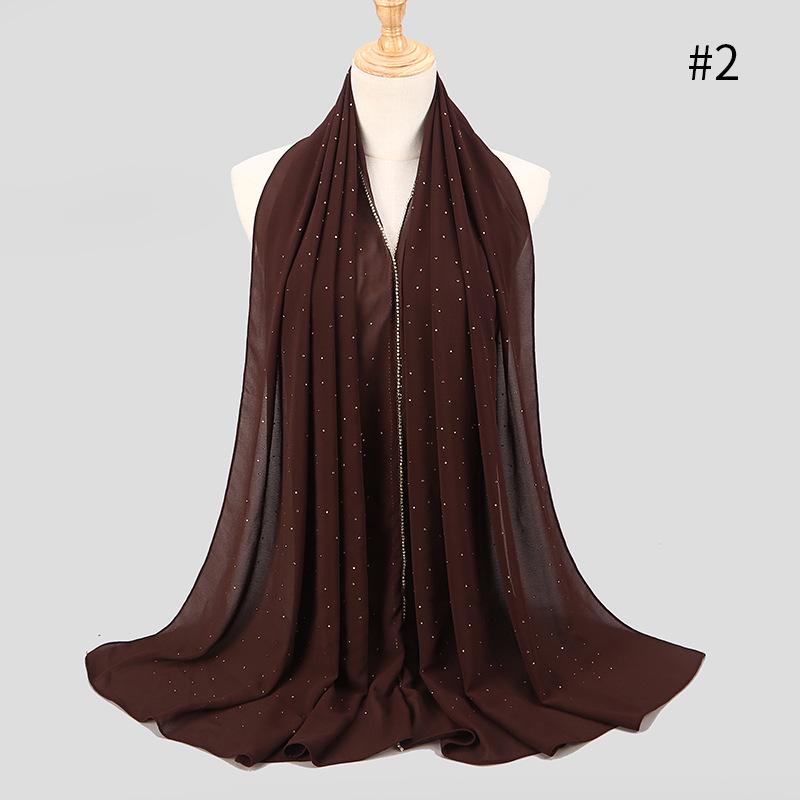 Lain Pearl Bubble Chiffon Diamond Rhinestone Shawl Scarf High Quality Shimmer Beads Headband Wrap Foulard Muslim Hijab Sjaal