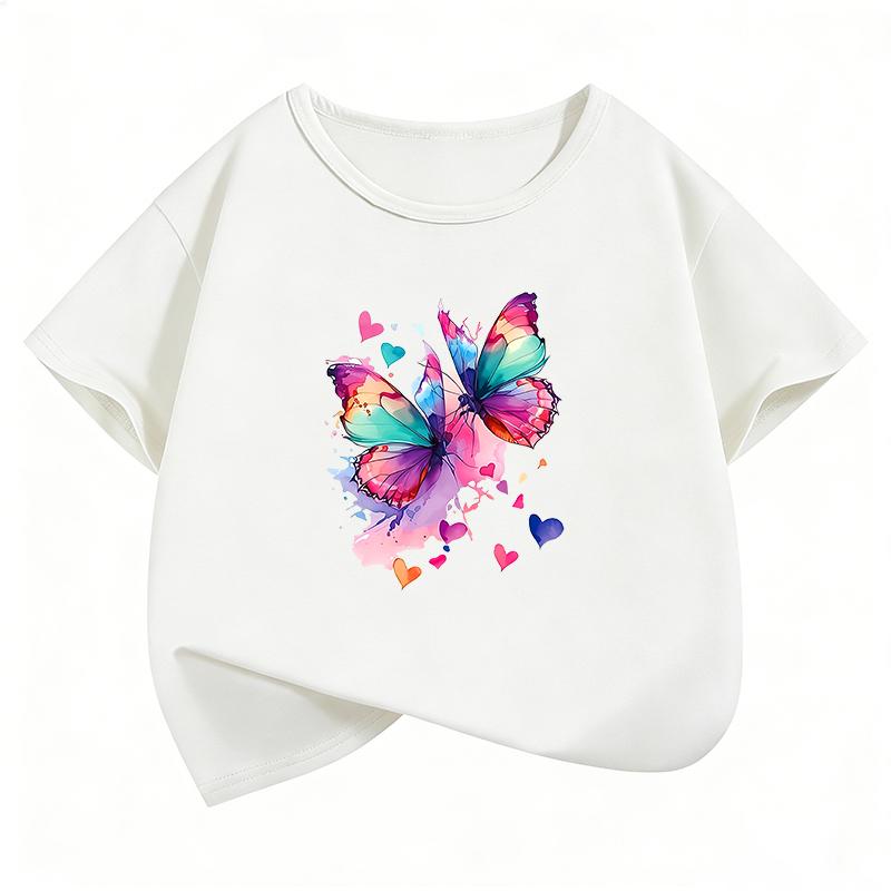 TShirt Printed Graphic Butterfly T Shirt Girls Summer Short Sleeve Tops TShirts Cute Girls Clothes Childrens Kids Tee