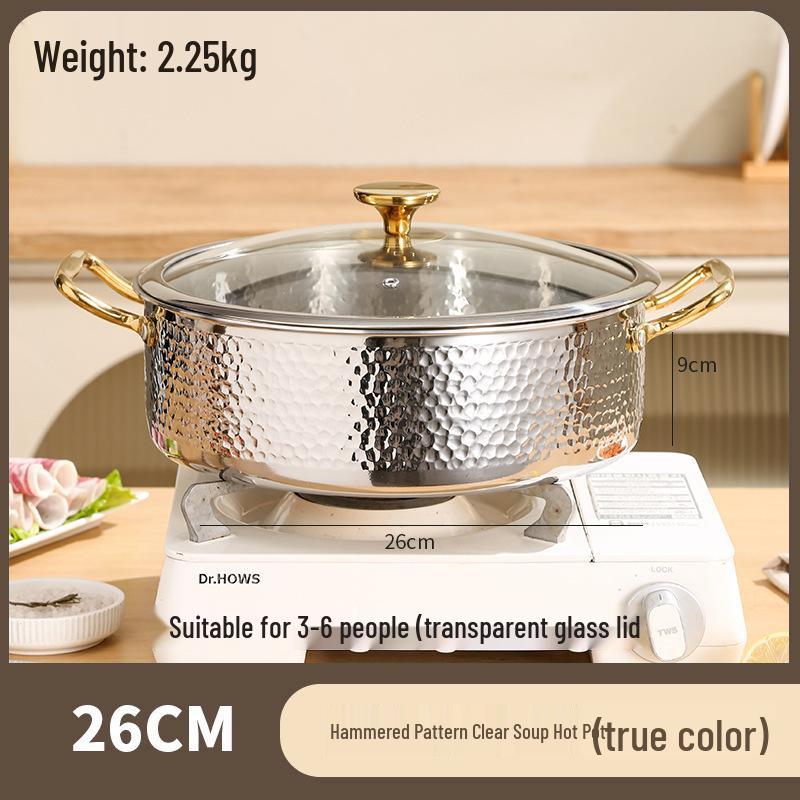 

316 Stainless Steel Double-Sided Hot Pot, Large Capacity, Induction Compatible, Food Grade Cookware for Household Use