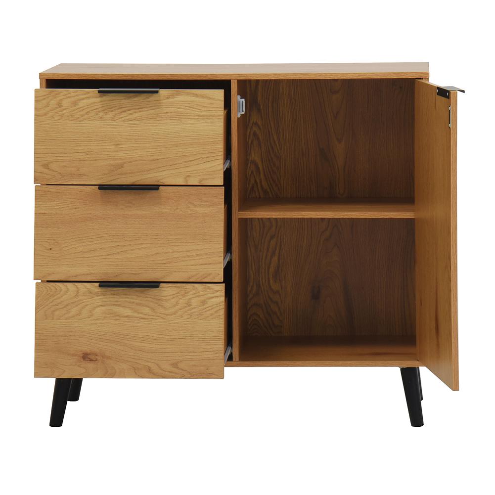 US Sideboard Buffet Cabinet Floor Storage Console Table Sideboard Cabinet With 1 Door & 3 Drawers For Home Entryway Living Room