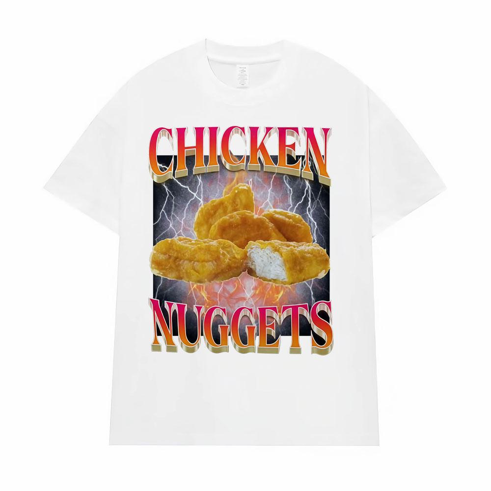 

Chicken Nuggets Vintage Style Funny Meme Tshirt Unisex Women Summer Tops ONeck T Shirts Fashion Humor Cotton Short Sleeve T Shirt S