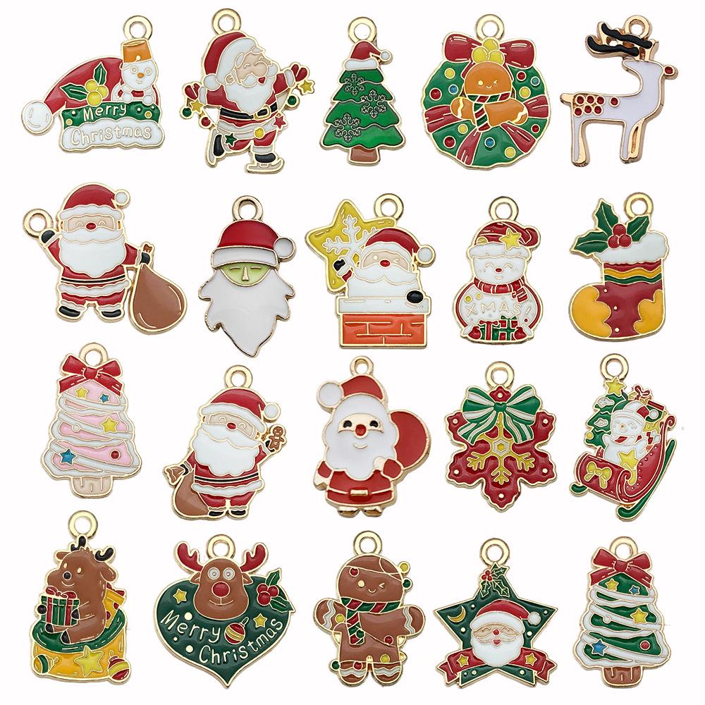 Christmas Drip Oil Jewelry Kit: Santa, Snowman, Bell, Reindeer Pendants for Bracelets & Keychains