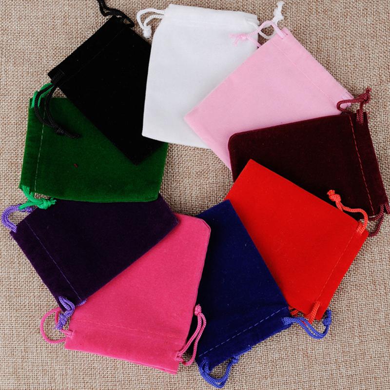 100Pcs/Lot Drawstring Velvet Sachet 5x7/7x9/9x12/10x15cm Pouches Small Size Jewelry Gift Display Packing Bags Can Customized