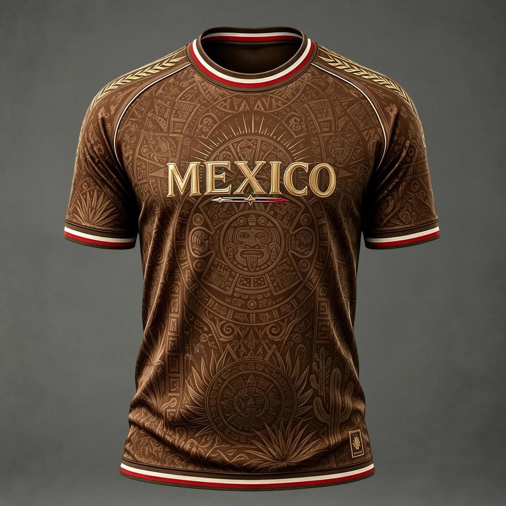 Men's Casual V-Neck Short Sleeve T-Shirt with Mexico Letter Graphic