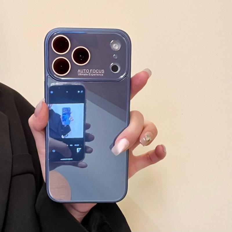 Luxury Auto Glass Phone Case for iPhone 17 Air 16 15 14 13 12 11 Pro Max Plus Shockproof Glossy Reflective Armor Cover