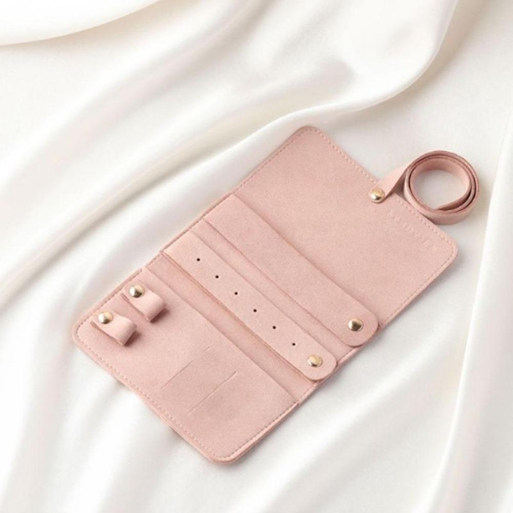 

Roll Up Style Jewelry Storage Bag Velvet Material Travel Jewelry Bag Organizer Bag розовый