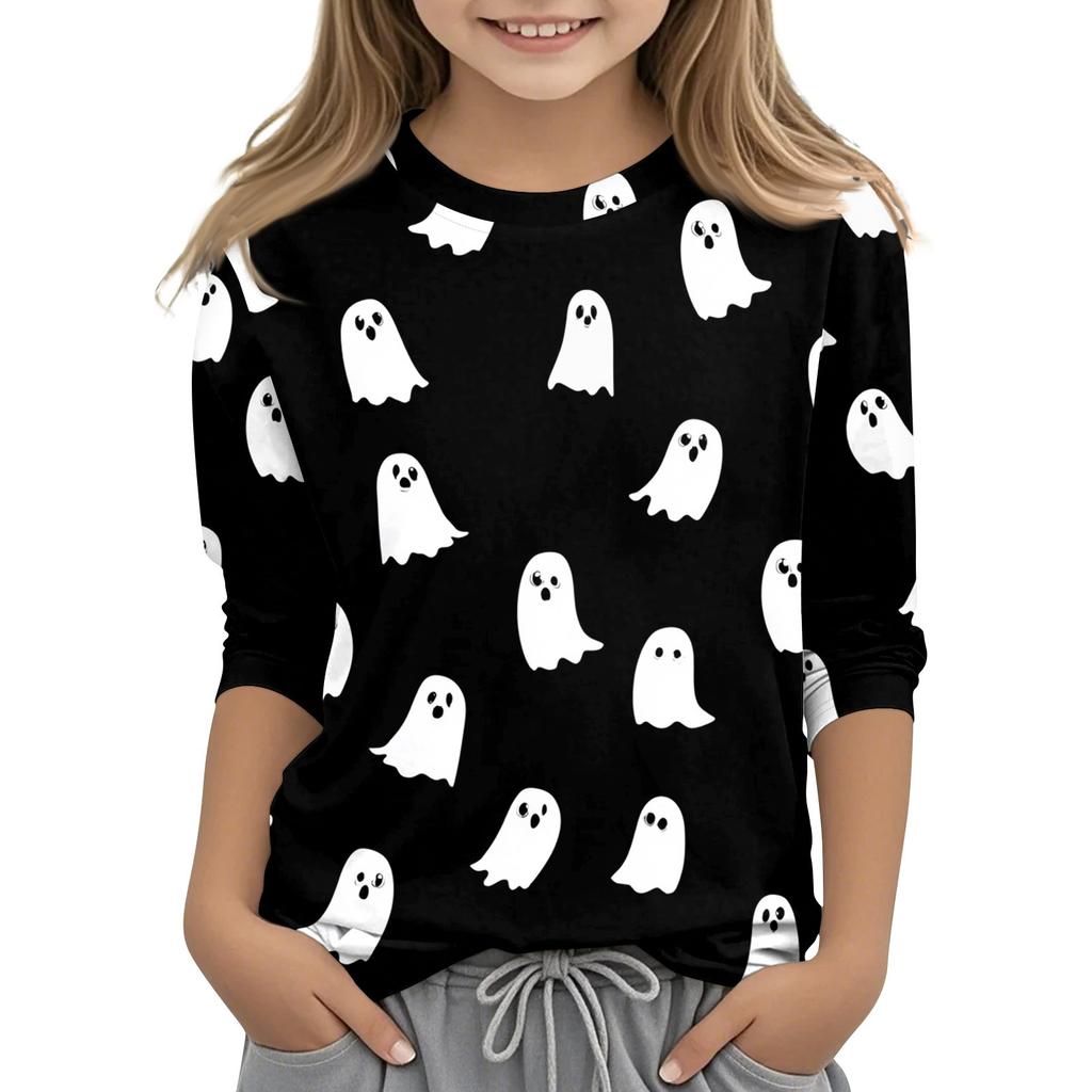 Children's 3/4 Sleeves Printed O-neck Top Everyday Casual T-shirt