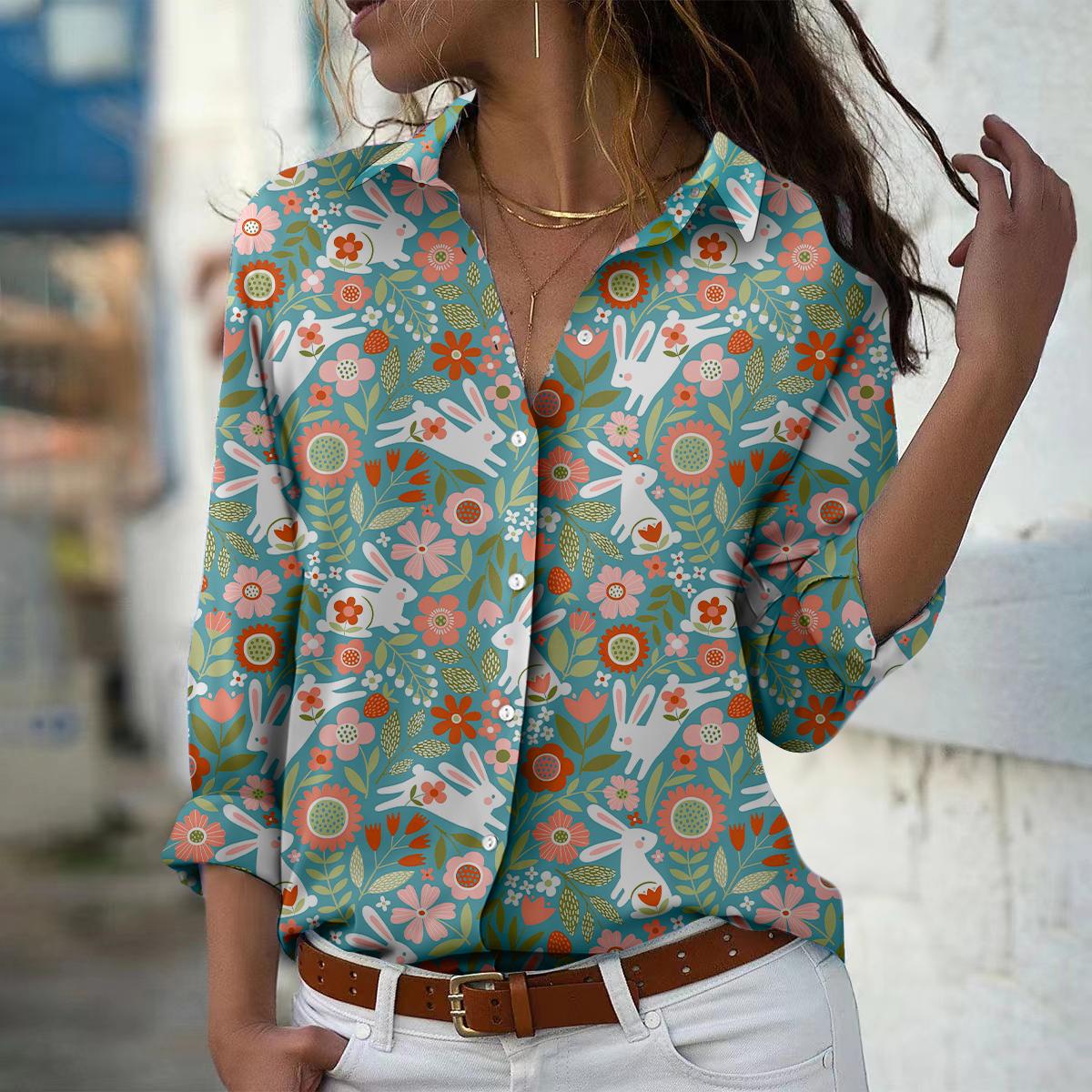 

Женская блузка с принтом «любовь», весна-осень, женская, офисная, на пуговицах, с отложным воротником 4XL зелёный