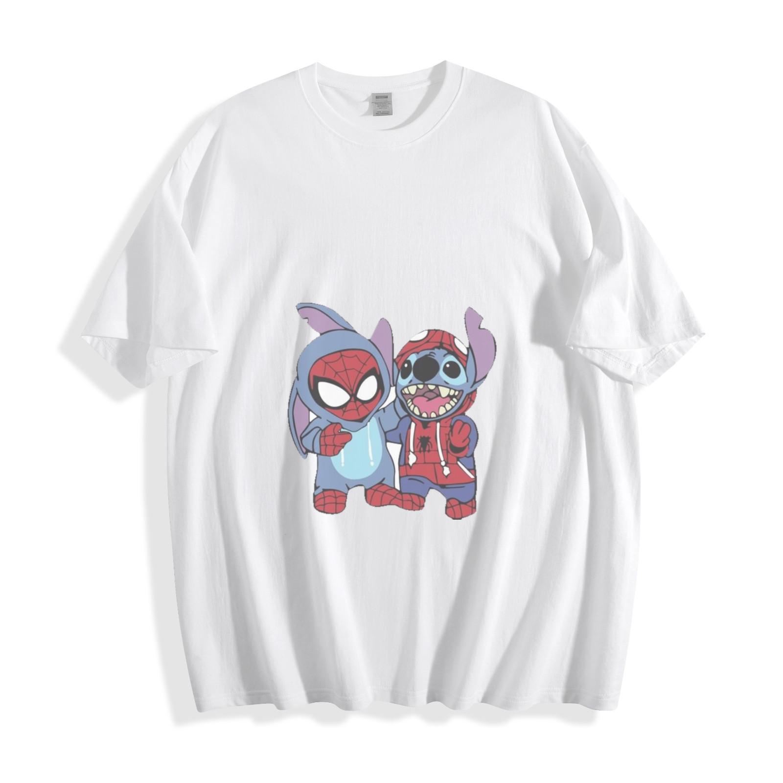Stitch & Spider-Man Duo T-Shirt - Playful Superhero Unisex Tee 3XL