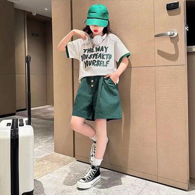 Conjuntos de Ropa para Adolescentes Moda Verano Escuela Niños Camisetas de Manga Corta con Letras + Pantalones Cortos 2 Piezas Ropa para Niños