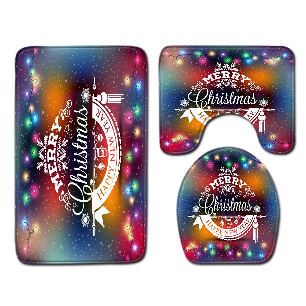 Christmas Bathroom Floor Mat Toilet Three-Piece Set