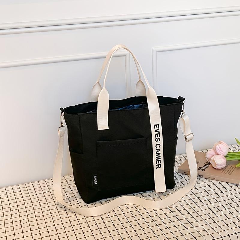 

Tote Bag Multiple Pockets Adjustable Crossbody Strap Bag, Zipper Closure Suitable for School, Work, And Travel чёрный