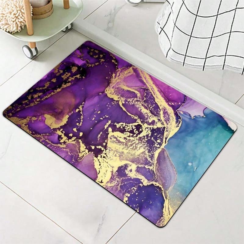 Marble Gold Vein Foil Modern Luxury Carpet Mat Rug Non Slip Easy Clean Home Decor for Bathroom Bedroom Entryway Door