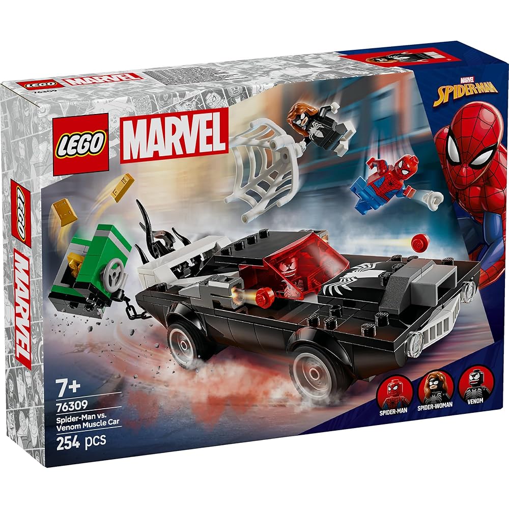 LEGO Marvel Spider-Man vs Venom Muscle Car Toy Building Set for Kids Ages 7-9