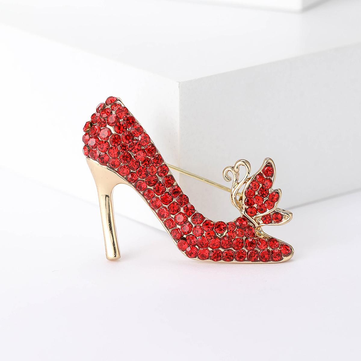 Elegant Rhinestone High-Heel Brooches for Women Unisex Decoration Pin Event Party Backpack New Fashion Gifts Clothes Accessories
