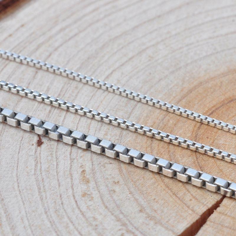 Real 925 Sterling Silver Box Chain for Jewelry Accessories Making Bracelet Necklace
