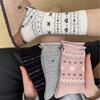 Ladies Spring and Summer Cotton Bow Love Boneless Tube Pile Socks