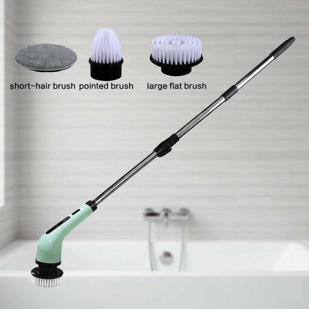 

Rechargeable Electric Scrubber 3 9 Heads Powerful Motor Metal Gears Extendable Rod for Bath Kitchen Car Multi-Use