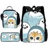 Child School Funny Cat M-mofusands-Backpack with Lunch Bags ,Pencil Bags ,School Bags for Boys Girls Best Gift