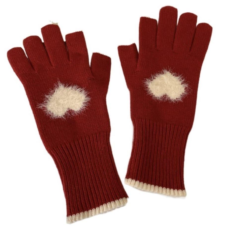 Touchscreen Love Heart Gloves Warm Cycling Gloves Fashion Women Knitted Gloves  Ladies