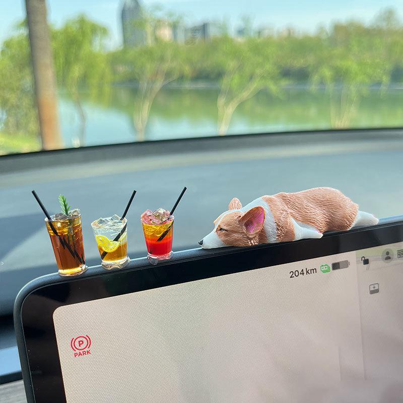 Mini Adorno de Corgi para Coche: Cachorro de Resina Lindo para Decoración de Consola de Coche