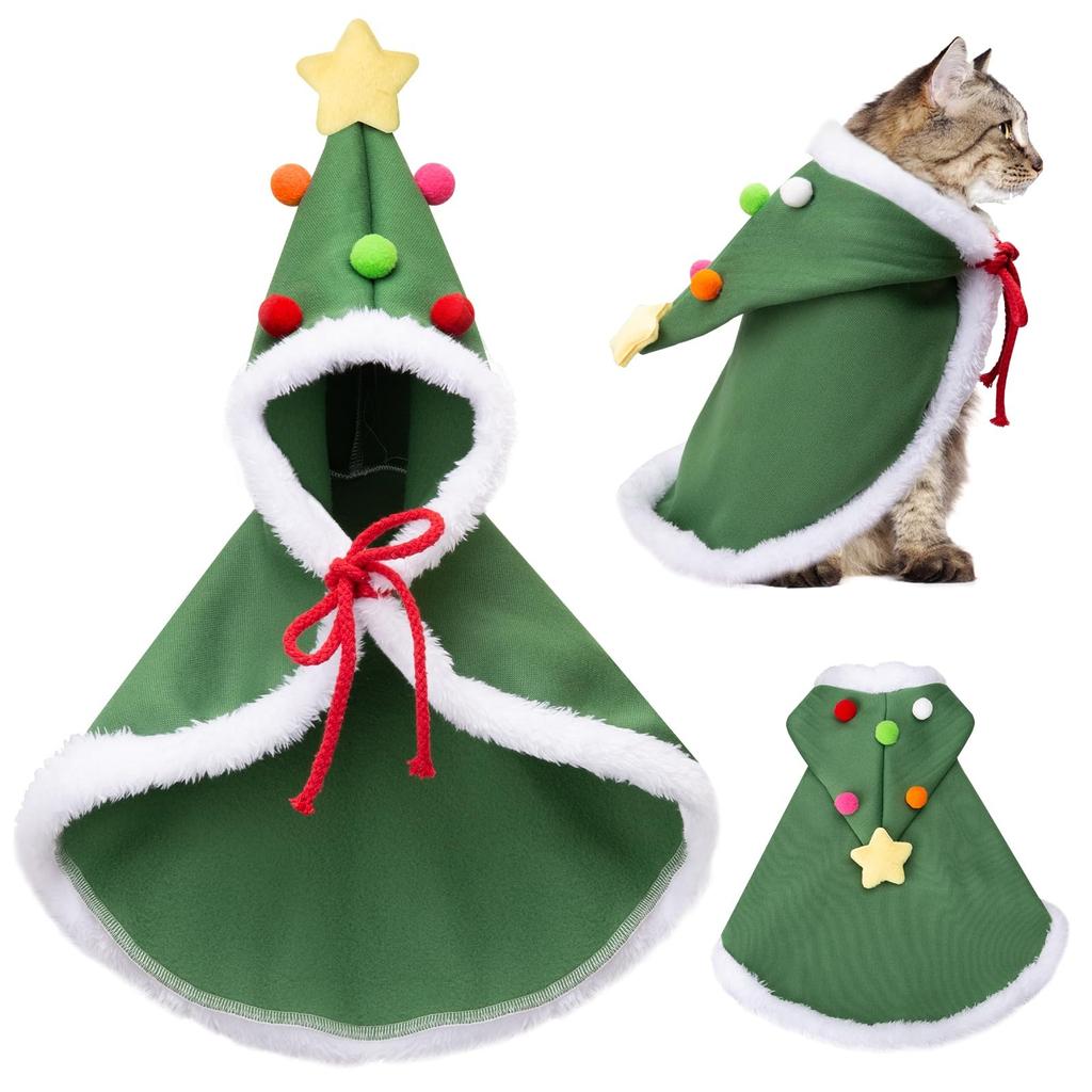 Christmas Cape, Dog Soft Thick Xmas Cloak With Velvet Stars Hat, Christmas Costume Dogs S Outfits For , S