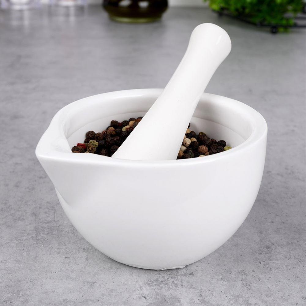 White Porcelain Spice Mortar and Pestle