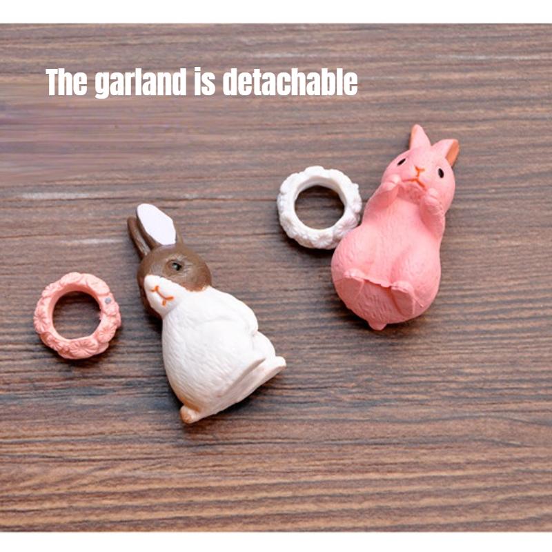 Creative Little Bunny Family Doll Ornaments DIY Micro Landscape Lawn Decoration Easter Tabletop Cake Resin Rabbits Ornaments New