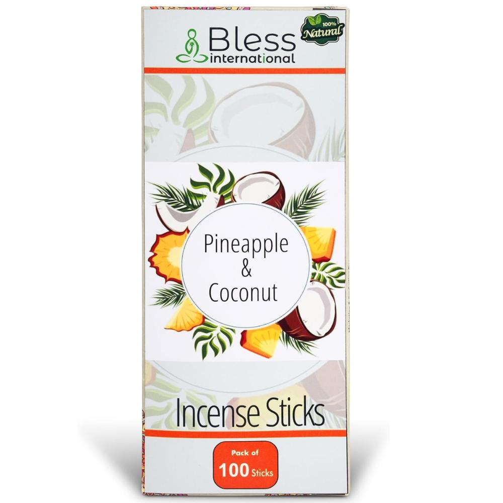 Pineapple and Coconut 100%-Natural-Incense-Sticks Handmade-Hand-Dipped Organic-Chemicals-for-Purification-Relaxation-Positivity