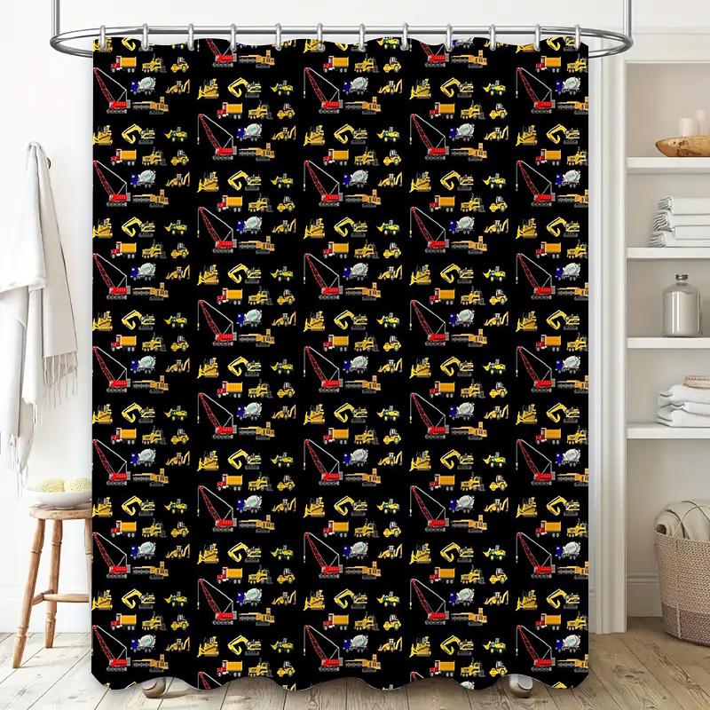 Bathroom Shower Curtain Waterproof Vintage Truck Construction Vehicle Pattern Decor Farmhouse Trucker Home Decor Modern Farmhous